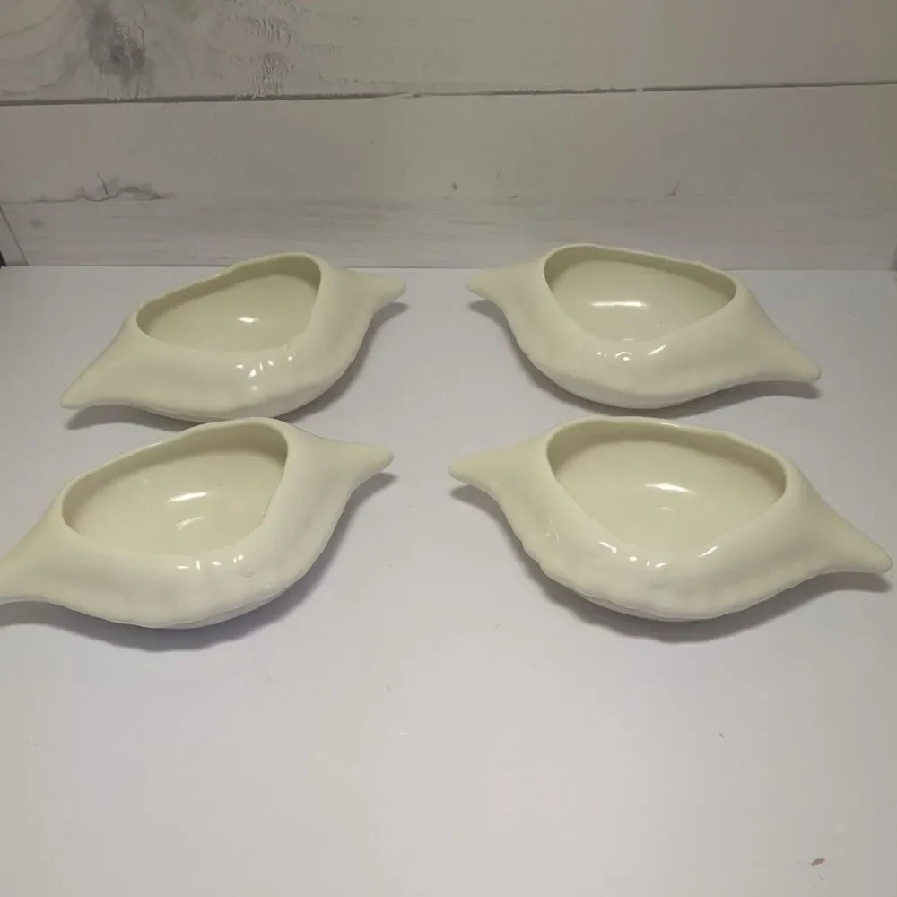 Vintage Imperial/ Deviled Crab signed Hall Baking Dishes Set of 4 White